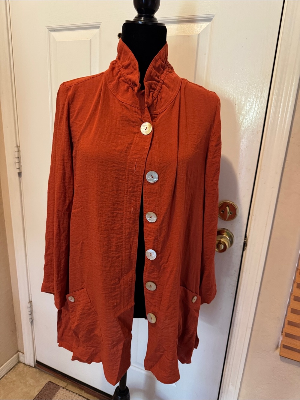 John Mark Rust Button-Front Tunic